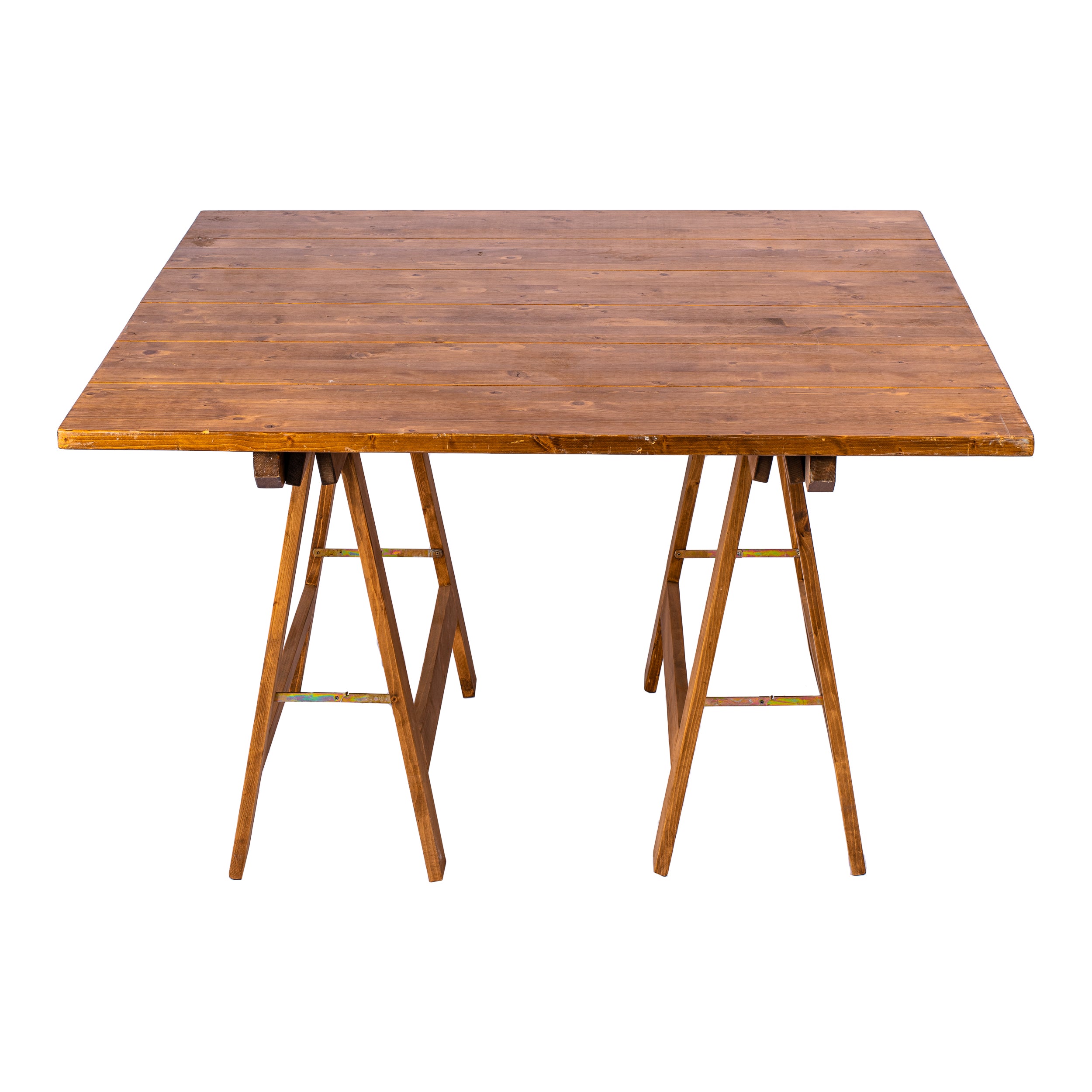 TAVOLO COUNTRY MARRONE CON CAPRETTE IN LEGNO cm 125x120 h75