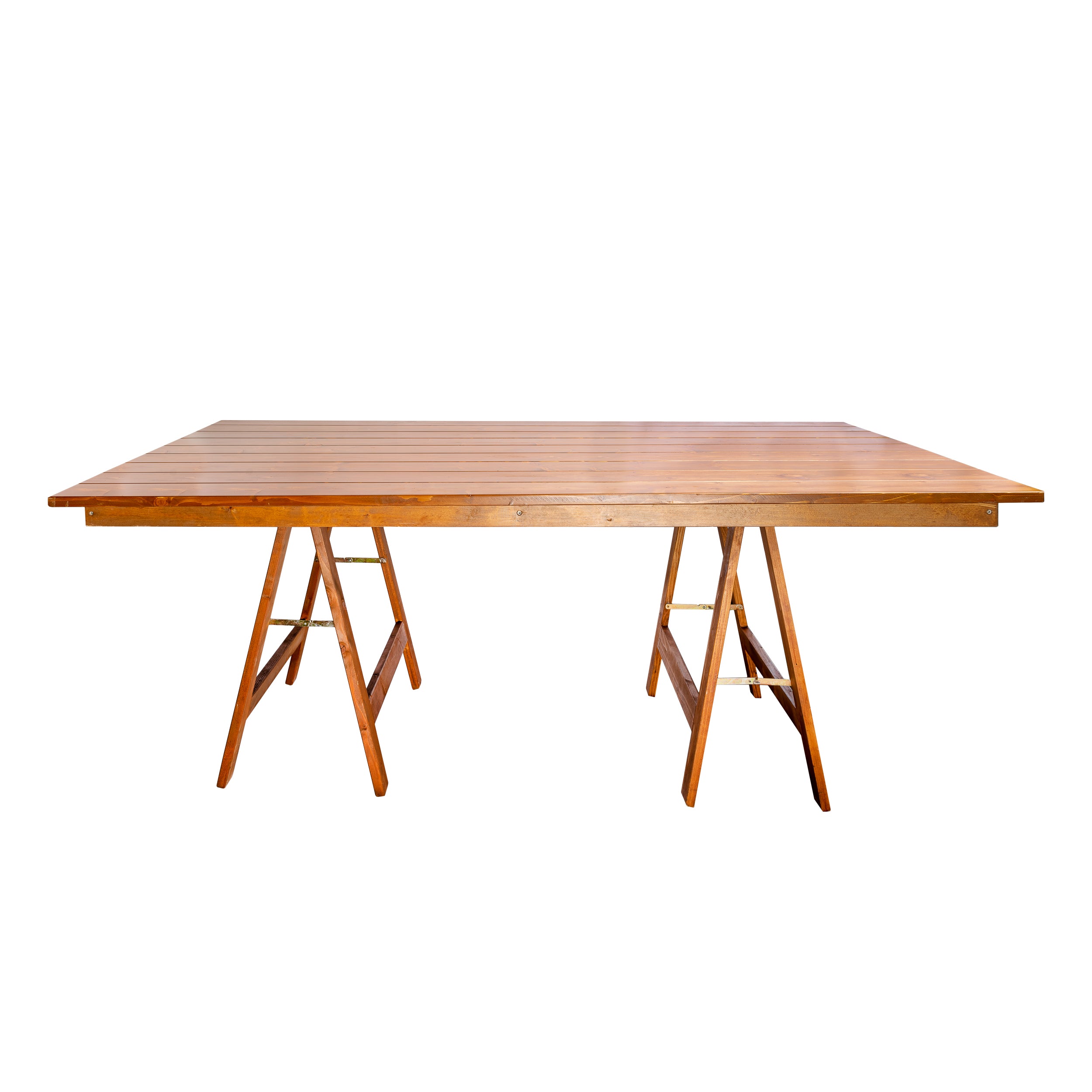 TAVOLO COUNTRY MARRONE CON CAPRETTE IN LEGNO cm 250x120 h75