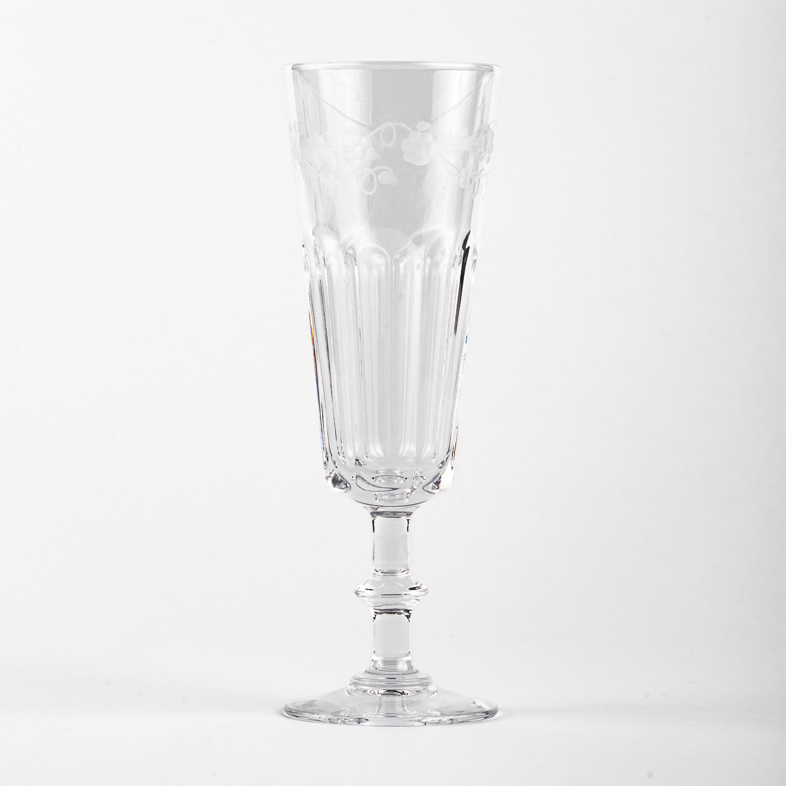 BICCHIERE FLUTE MIRABEAU IN VETRO SFACCETTATO DECORO FLOREALE cl 15  (conf 49 pz)