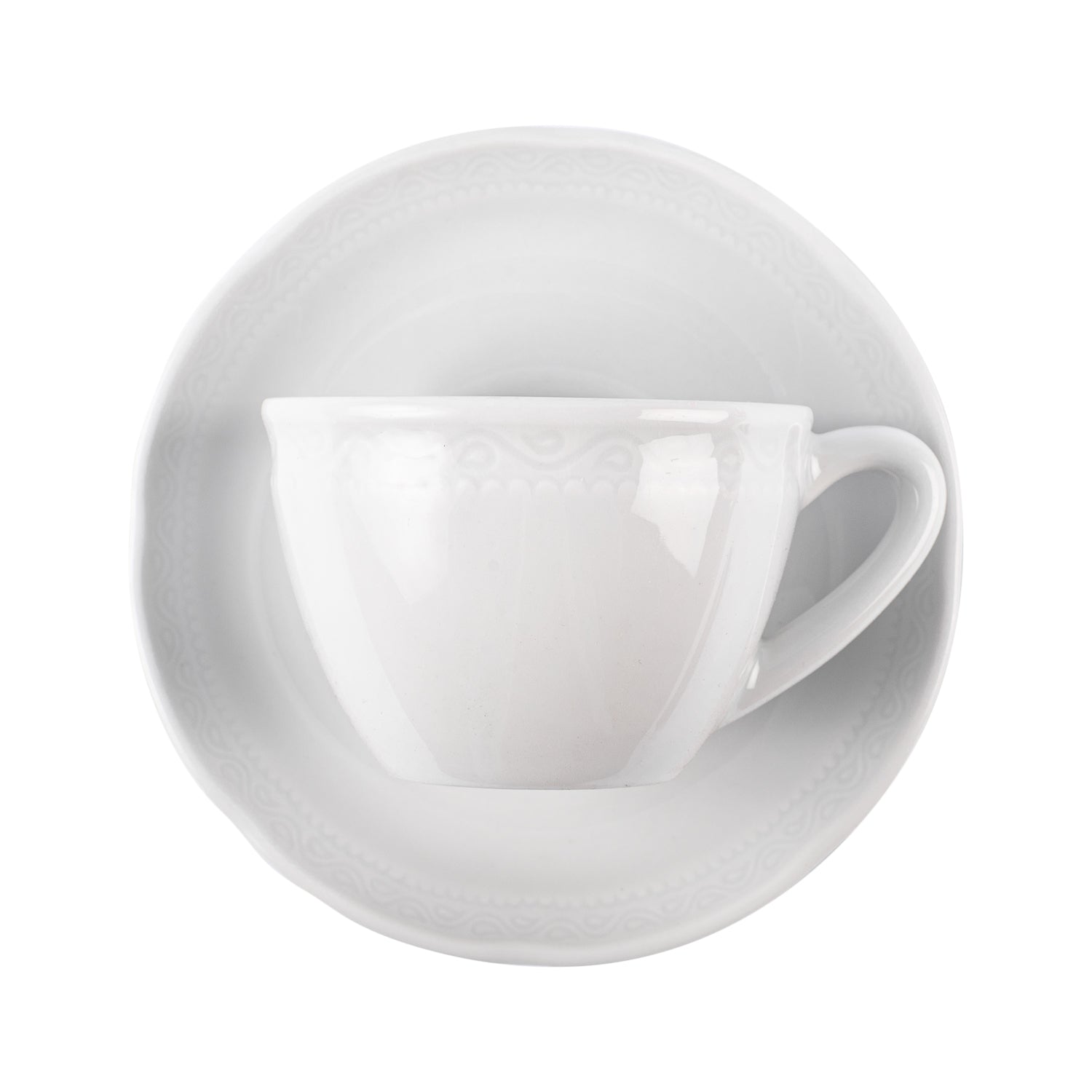 TAZZINA CAFFE’ PORCELLANA BIANCA CON PIATTINO ATAL (conf 28 pz)