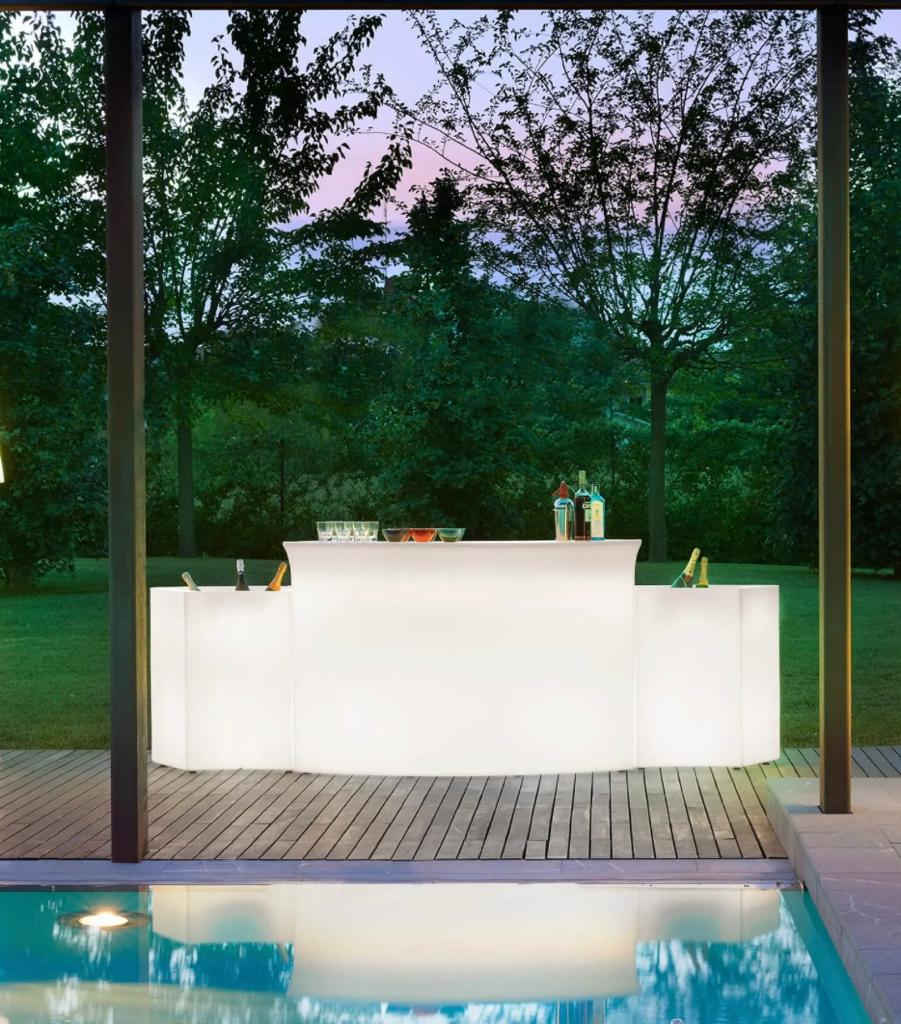 BANCONE BAR BREAK BAR SEMICIRCOLARE LUMINOSO cm 175x75x110(h)