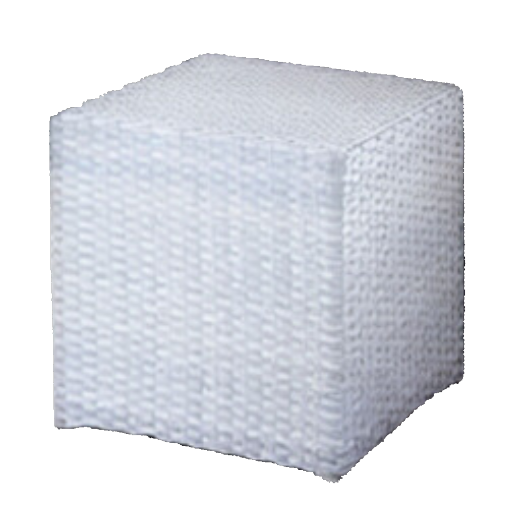 POUF RATTAN BIANCO cm 40x40x40