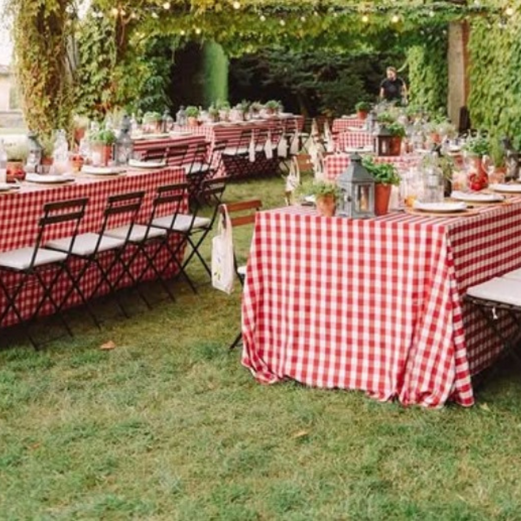 TOVAGLIA TRATTORIA QUADRETTATO BIANCO ROSSO 330x330 cm