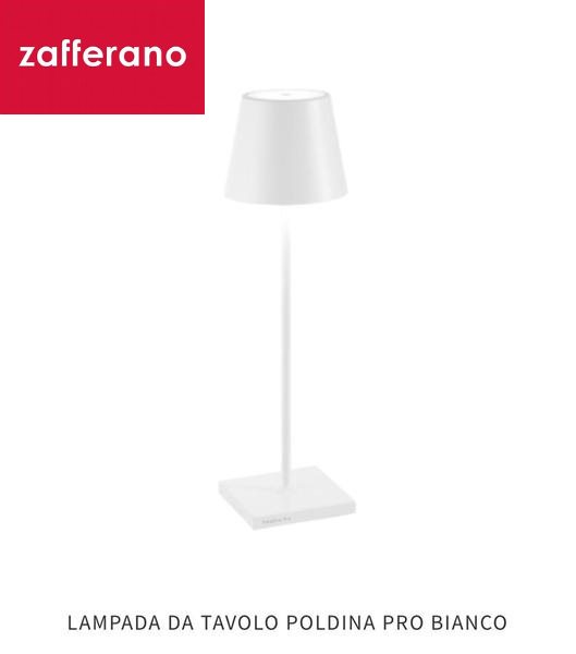 POLDINA PRO LAMPADA ZAFFERANO BIANCA  DA TAVOLO h 38 cm DIMMERABILE (durata approssimativa batteria 10 ore)