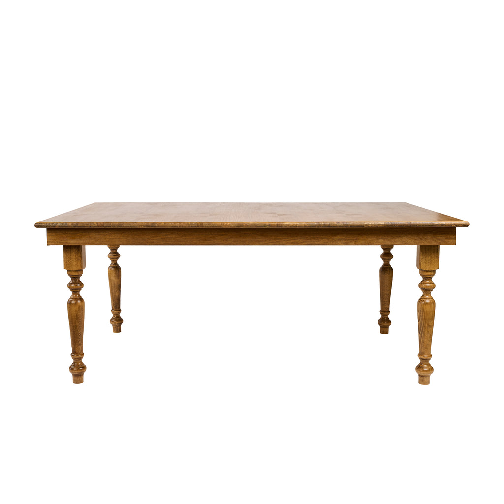 TAVOLO COUNTRY MARRONE RETTANGOLARE CON GAMBE A CIPOLLA cm 185X120 h75