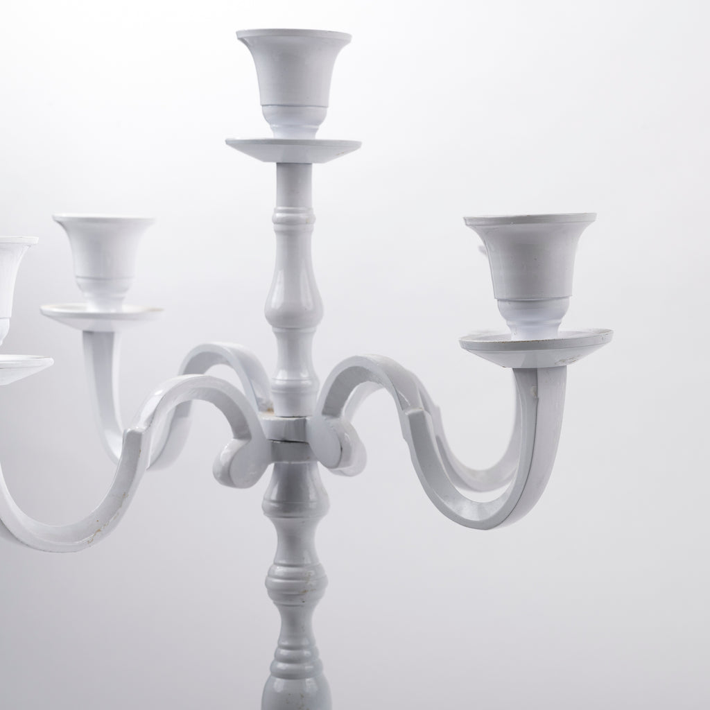 CANDELABRO A CINQUE BRACCIA INOX COL. BIANCO h 50 cm