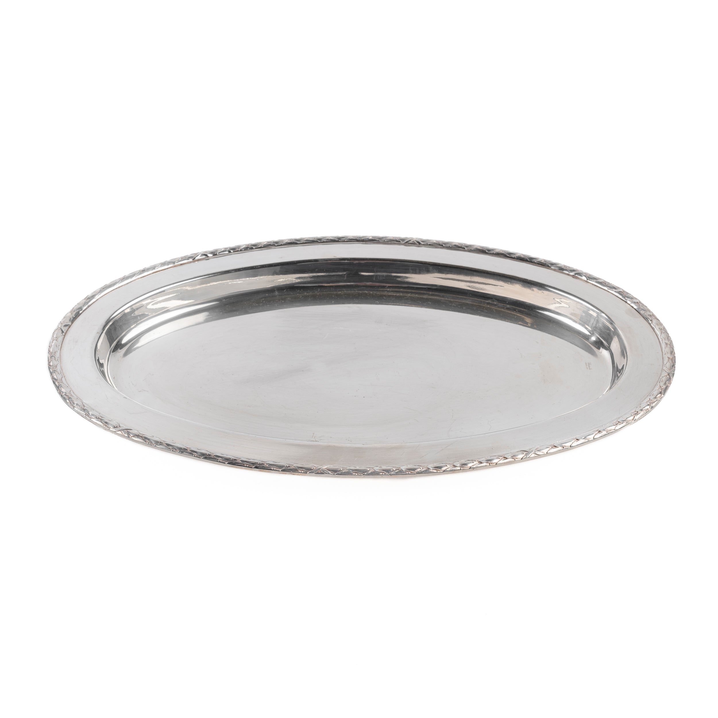 VASSOIO SOTTOPIROFILA OVALE ARGENTO LAVORATO cm 50