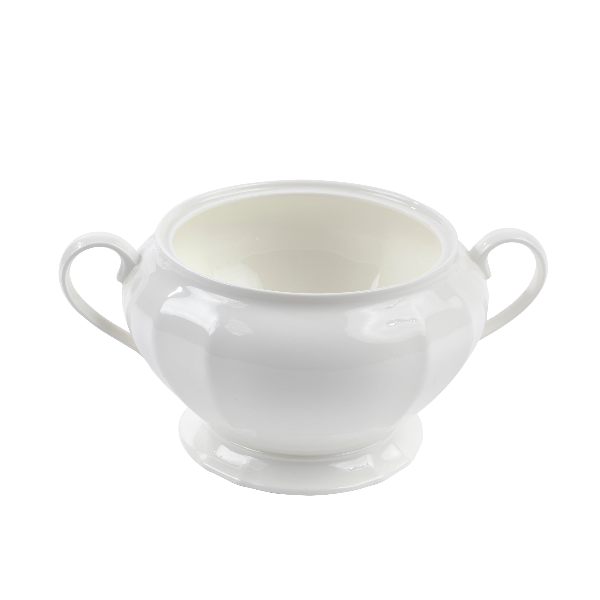 ZUPPIERA PORCELLANA bianca con manico senza coperchio Ø 19 h 15 cm