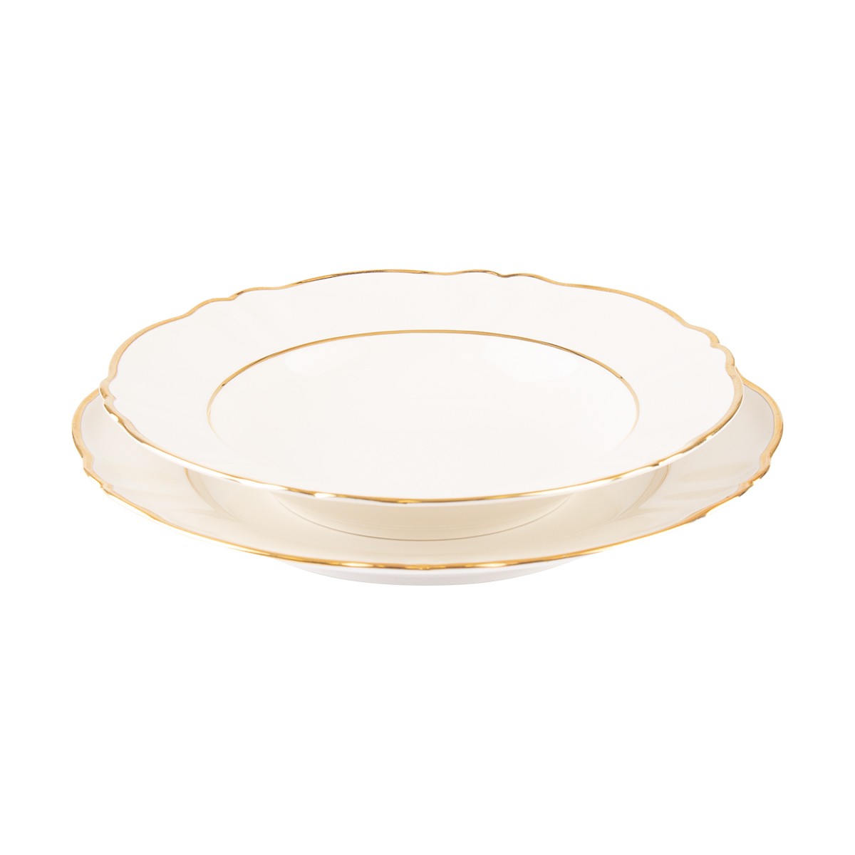 PASTA BOWL MOD. SUN AVORIO DOPPIO FILO ORO Ø cm 27 (conf 24 pz)